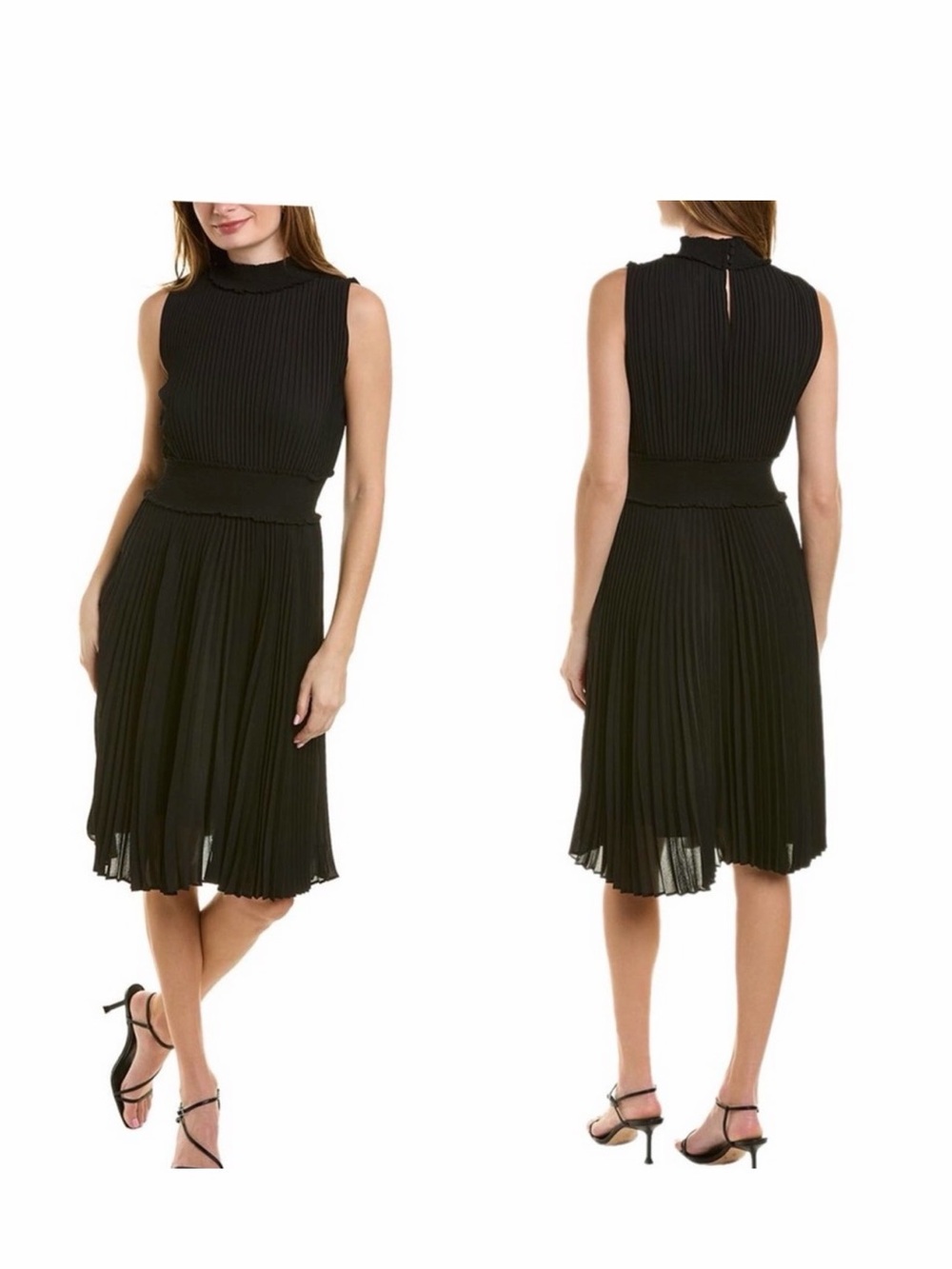 Nanette Nanette Lepore Black Crepe pleated Midi Dress SZ 8